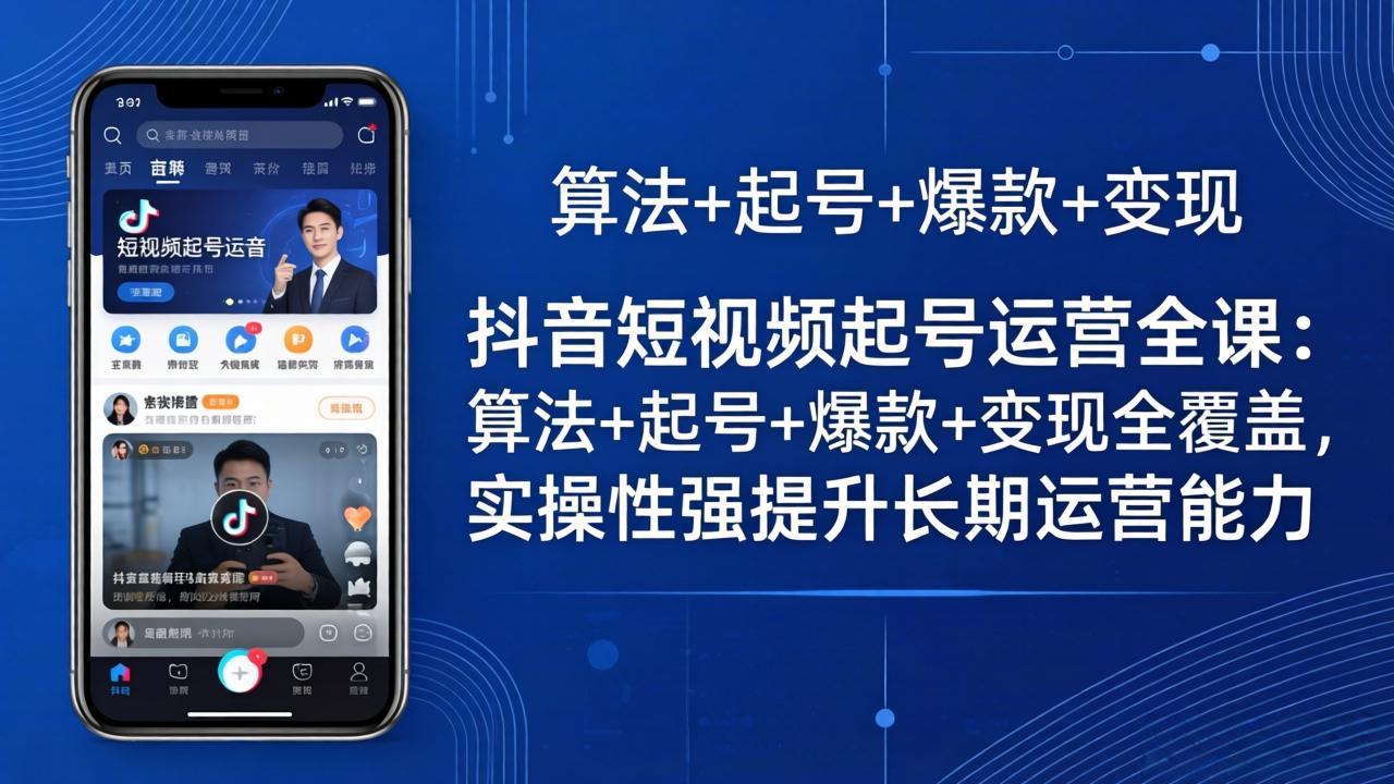 抖音短视频起号运营全课：算法+起号+爆款+变现全覆盖，实操性强提升长期运营能力-宝藏屋创业网