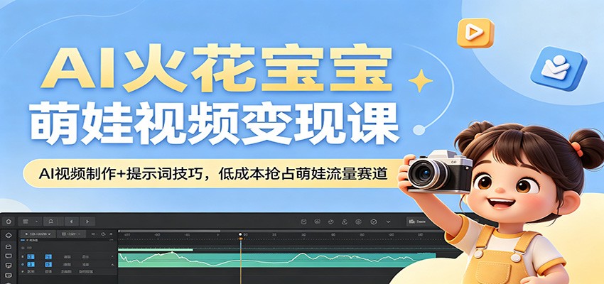 AI火花宝宝萌娃视频变现课：AI视频制作+提示词技巧，低成本抢占萌娃流量赛道-宝藏屋创业网