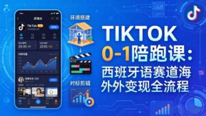 TIKTOK 0-1 陪跑课：从环境搭建到刷对标剪辑，西班牙语赛道海外变现全流程-宝藏屋创业网