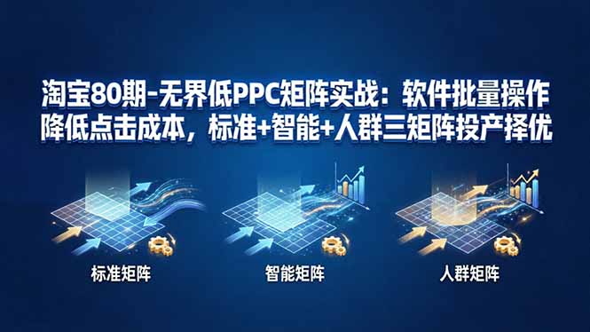 淘宝80期-无界低PPC矩阵实战：软件批量操作降低点击成本，标准+智能+人群三矩阵投产择优-宝藏屋创业网