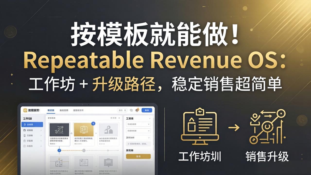 按模板就能做！Repeatable Revenue OS：工作坊 + 升级路径，稳定销售超简单-宝藏屋创业网
