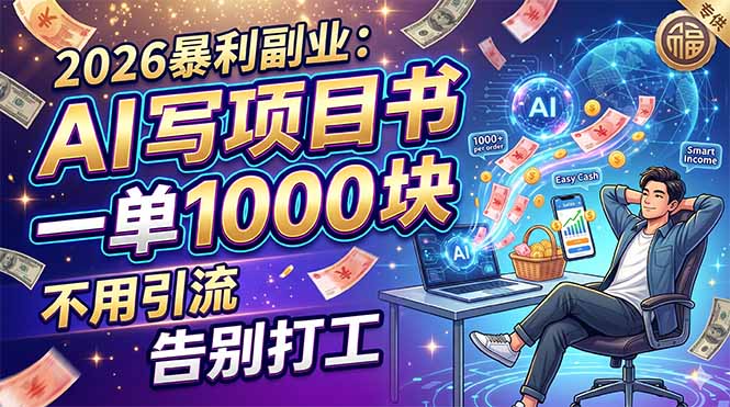 2026暴利副业：AI 写项目书，一单 1000 块，不用引流，告别打工-宝藏屋创业网