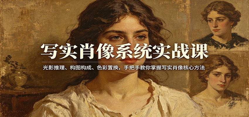 写实肖像系统实战课：光影推理、构图构成、色彩置换，手把手教你掌握写实肖像核心方法-宝藏屋创业网