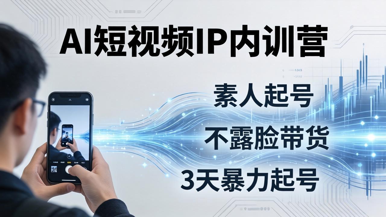 2026AI短视频IP内训营：从素人起号到不露脸带货，3天暴力起号全流程拆解-宝藏屋创业网