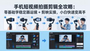 手机短视频拍摄剪辑全攻略：零基础学稳定器运镜 + 剪映实操，小白快速变高手-宝藏屋创业网