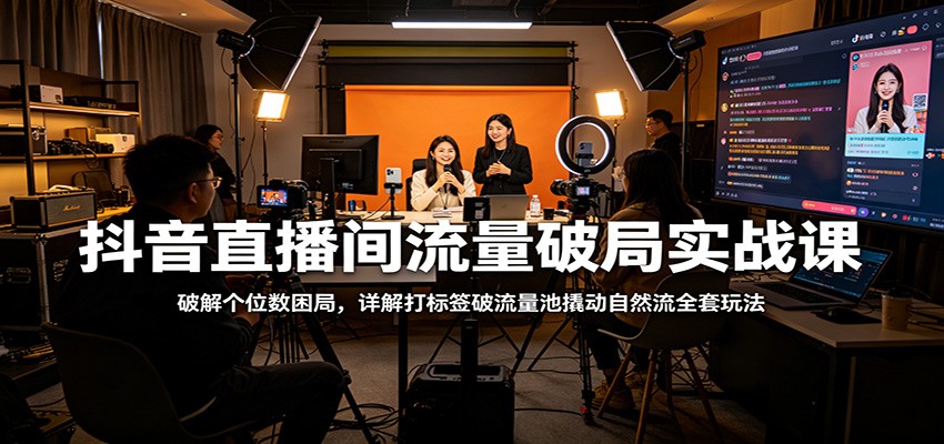 抖音直播间流量破局实战课：破解个位数困局，详解打标签破流量池撬动自然流全套玩法-宝藏屋创业网