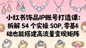 小红书饰品IP账号打造课：拆解 54 个实操 SOP，零基础也能搭建高流量变现矩阵-宝藏屋创业网