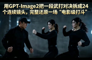用GPT-Image2把一段武打对决拆成24个连续镜头，完整还原一场“电影级打斗”-宝藏屋创业网
