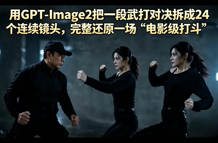 用GPT-Image2把一段武打对决拆成24个连续镜头，完整还原一场“电影级打斗”-宝藏屋创业网