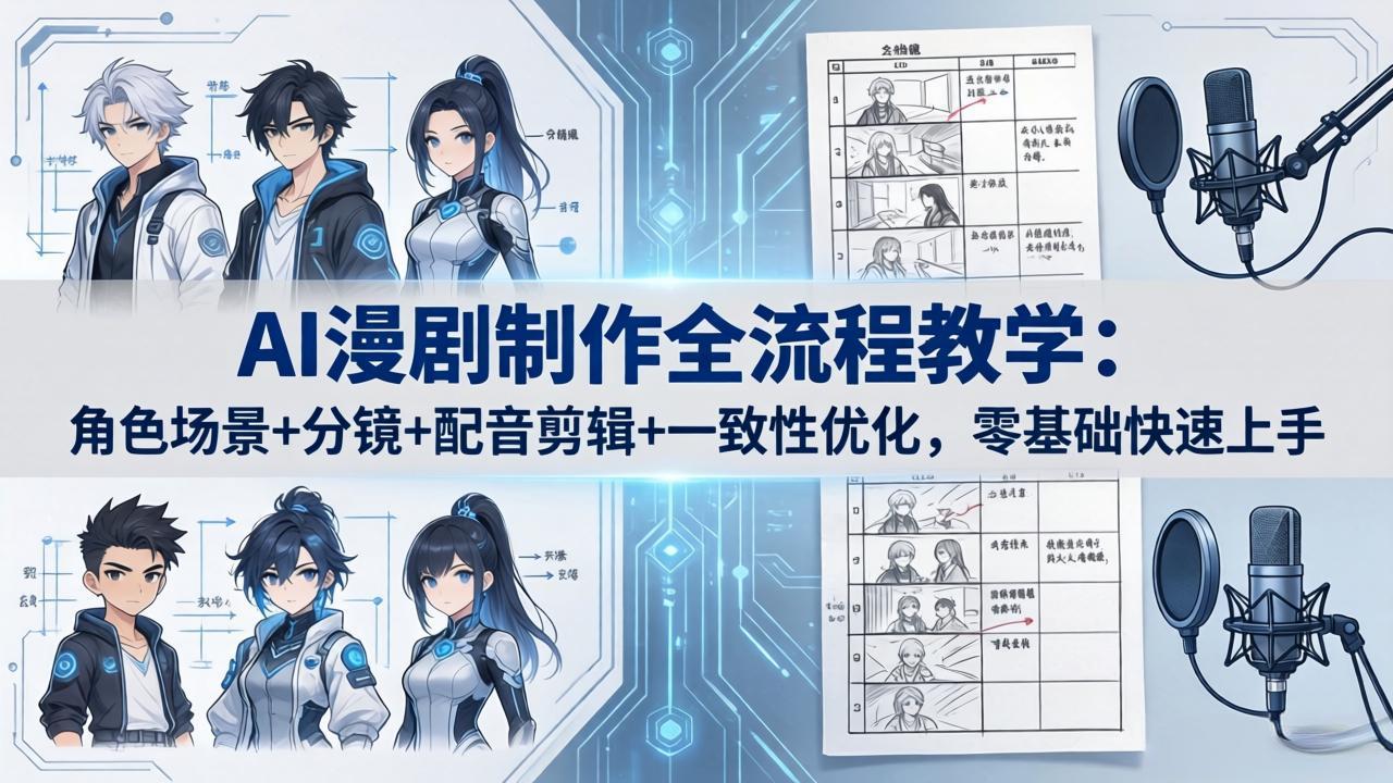 AI漫剧制作全流程教学：角色场景+分镜+配音剪辑+一致性优化，零基础快速上手-宝藏屋创业网