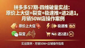 拼多多57期-四维破量实战：原价上大促+裂变+极速推+进2退1，月销50W店操作案例-宝藏屋创业网