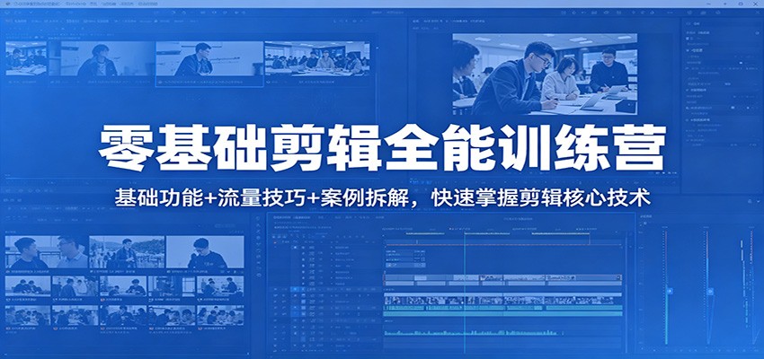 零基础剪辑全能训练营：基础功能+流量技巧+案例拆解，快速掌握剪辑核心技术-宝藏屋创业网