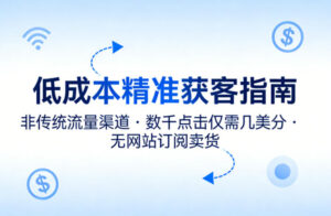 低成本精准获客指南，用非传统流量渠道，实现数千点击仅需几美分，不用网站也能搞订阅卖货-宝藏屋创业网
