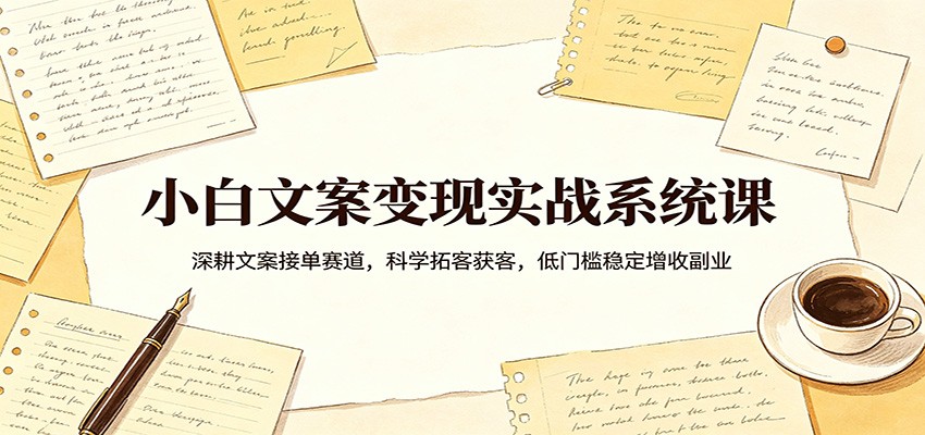 小白文案变现实战系统课：深耕文案接单赛道，科学拓客获客，低门槛稳定增收副业-宝藏屋创业网