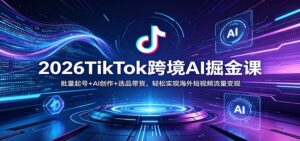 2026TikTok跨境AI掘金课:批量起号+AI创作+选品带货,轻松实现海外短视频流量变现-宝藏屋创业网