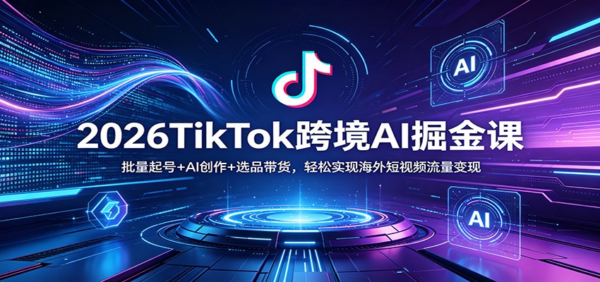2026TikTok跨境AI掘金课：批量起号+AI创作+选品带货，轻松实现海外短视频流量变现-宝藏屋创业网