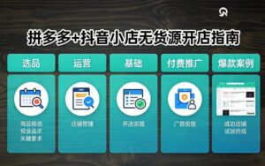 拼多多+抖音小店无货源开店,包括:选品、运营、基础、付费推广、爆款案例等(更新26年4月)-宝藏屋创业网