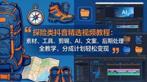 探险类抖音精选视频教程：素材、工具、剪辑、AI、文案、后期处理全教学，分成计划轻松变现-宝藏屋创业网