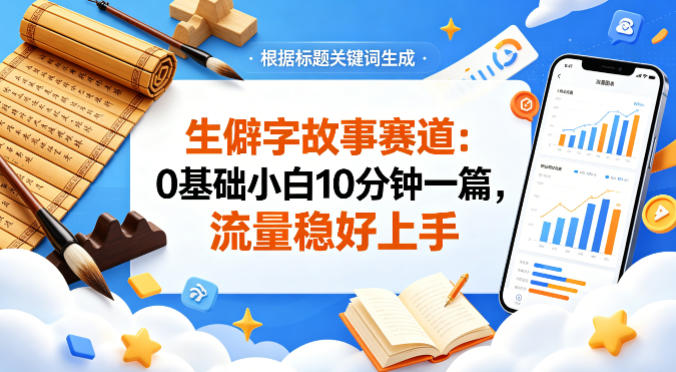 公众号流量主——生僻字故事赛道，流量稳，好上手，0基础小白也能10分钟一篇-宝藏屋创业网