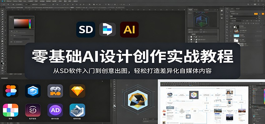 零基础AI设计创作实战教程：从SD软件入门到创意出图，轻松打造差异化自媒体内容-宝藏屋创业网