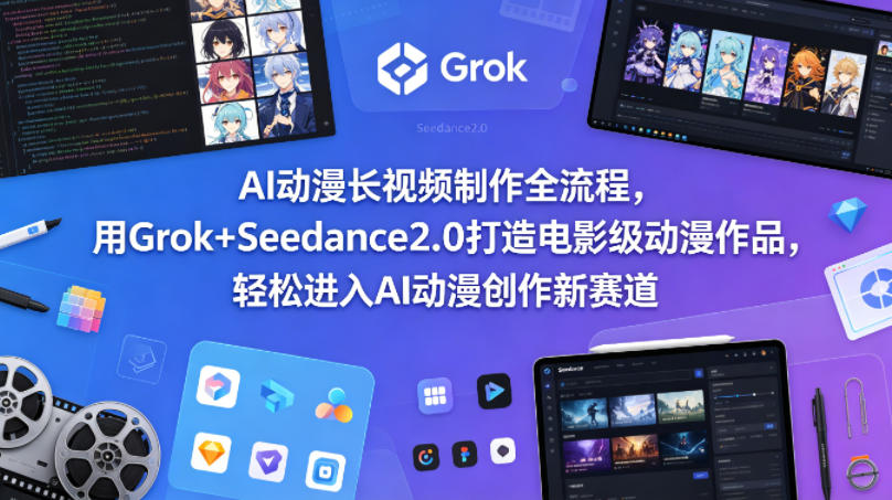 AI动漫长视频制作全流程，用Grok+Seedance2.0打造电影级动漫作品，轻松进入AI动漫创作新赛道-宝藏屋创业网