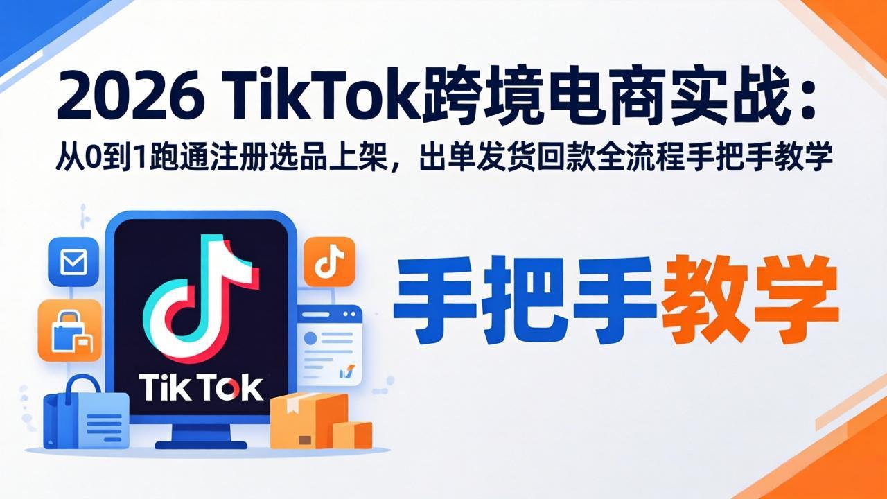 2026TikTok跨境电商实战-更新：从0到1跑通注册选品上架，出单发货回款全流程手把手教学-宝藏屋创业网