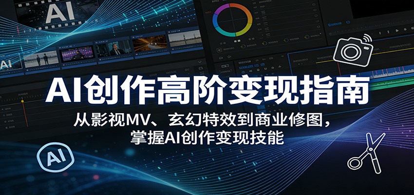 AI创作高阶变现指南：从影视MV、玄幻特效到商业修图，掌握AI创作变现技能-宝藏屋创业网
