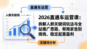 2026直通车运营课：拆解人群关键词玩法与全站推广思路，帮商家告别烧钱、稳定起量盈利-宝藏屋创业网