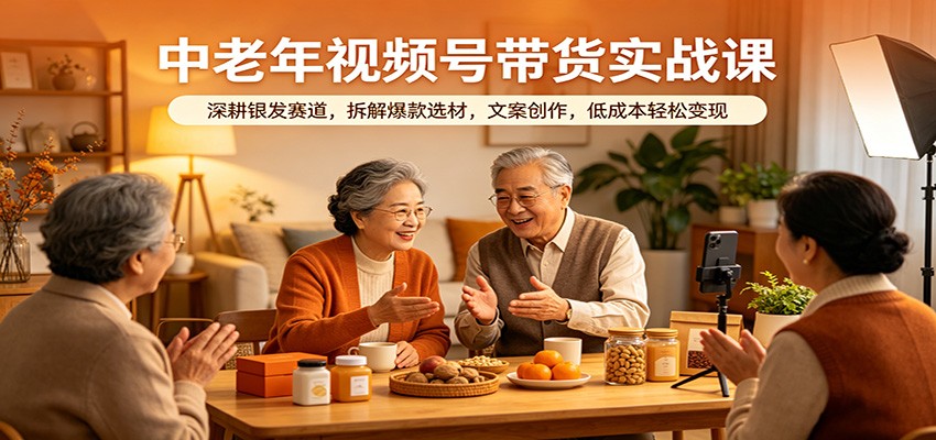 中老年视频号带货实战课：深耕银发赛道，拆解爆款选材，文案创作，低成本轻松变现-宝藏屋创业网