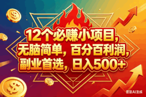 （18272期）12个必赚钱的小项目，百分百赚米，无脑简单，副业首选，日入600+-宝藏屋创业网