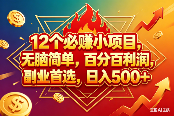 （18272期）12个必赚钱的小项目，百分百赚米，无脑简单，副业首选，日入600+-宝藏屋创业网