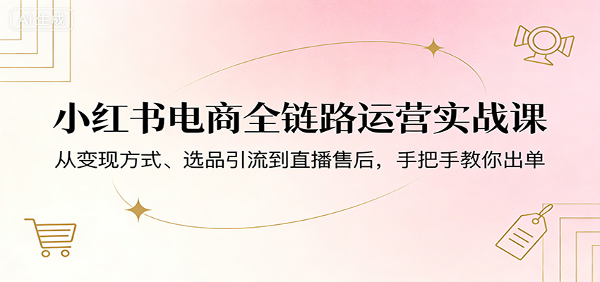 小红书电商全链路运营实战课：从变现方式、选品引流到直播售后，手把手教你出单-宝藏屋创业网