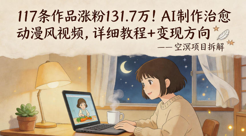 117条作品涨粉131.7W！AI制作治愈动漫风视频，详细教程+变现方向-宝藏屋创业网