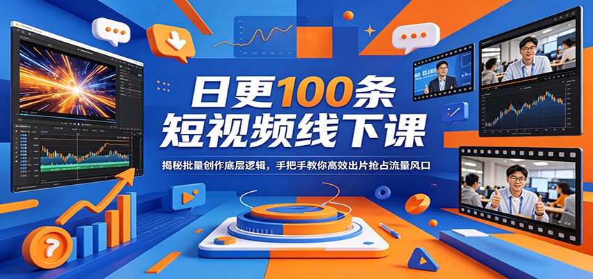 日更100条短视频线下课：揭秘批量创作底层逻辑，手把手教你高效出片抢占流量风口-宝藏屋创业网