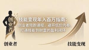 技能变现年入百万指南：创业者陪跑课程，避开低价内卷，打通技能到财富的盈利闭环-宝藏屋创业网