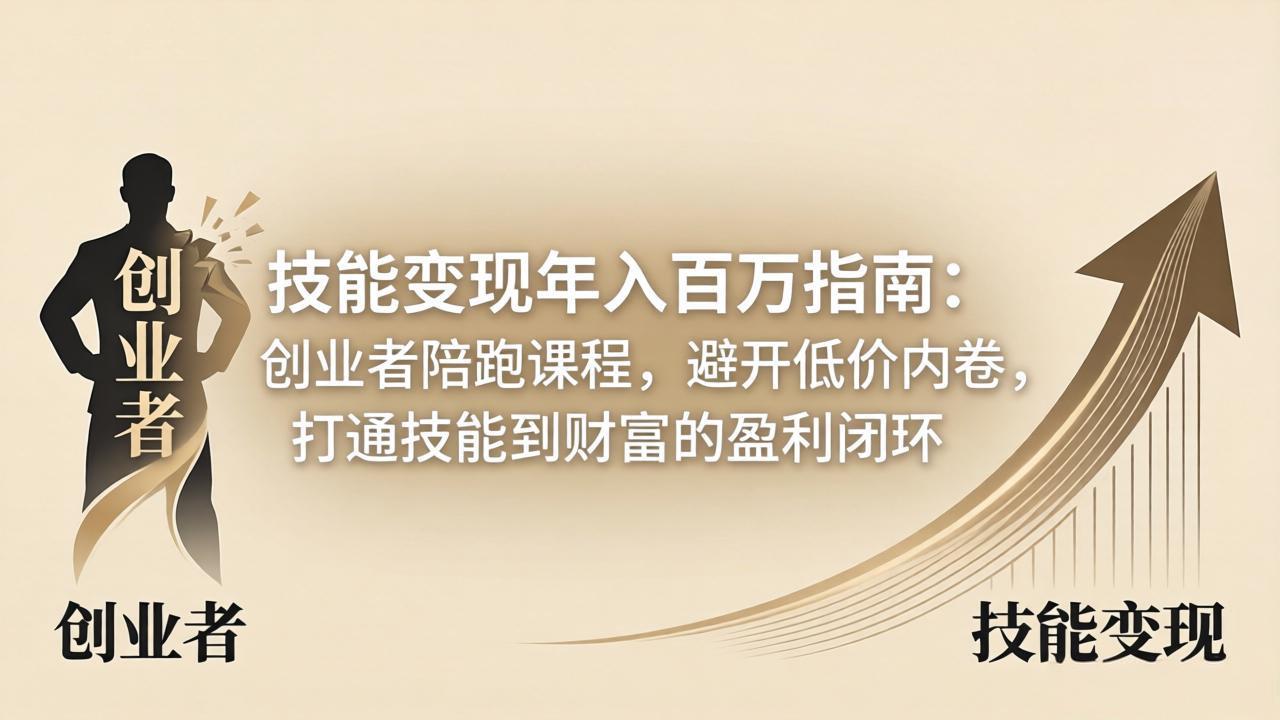 技能变现年入百万指南：创业者陪跑课程，避开低价内卷，打通技能到财富的盈利闭环-宝藏屋创业网