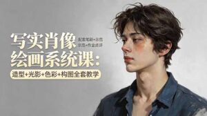 写实肖像绘画系统课：造型+光影+色彩+构图全套教学，配套笔刷+示范+作业点评-宝藏屋创业网