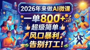 2026年来做AI微课，一单800+，超级简单，风口暴利，告别打工！-宝藏屋创业网