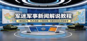 军迷军事新闻解说教程：0基础起号，热点选题+文案剪辑+消重变现全流程教学-宝藏屋创业网