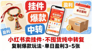 小红书卖挂件，不囤货纯中转复制爆款玩法，单日盈利3-5张-宝藏屋创业网