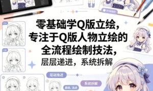 零基础学Q版立绘，专注于Q版人物立绘的全流程绘制技法，层层递进，系统拆解-宝藏屋创业网