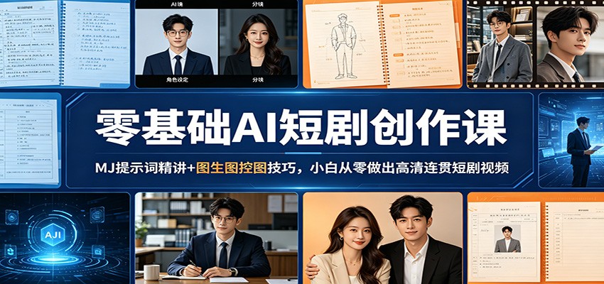 零基础AI短剧创作课：MJ提示词精讲+图生图控图技巧，小白从零做出高清连贯短剧视频-宝藏屋创业网
