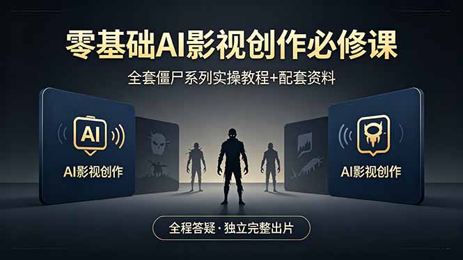 零基础AI影视创作必修课，全套僵尸系列实操教程加配套资料，全程答疑带你独立完整出片-宝藏屋创业网