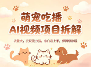 萌宠吃播AI视频项目拆解，流量大，变现能力强，小白易上手，保姆级教程-宝藏屋创业网