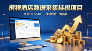 携程酒店全自动浏览掘金项目，稳定可矩阵单窗口收益40+，可批量矩阵放大收益【揭秘】-宝藏屋创业网