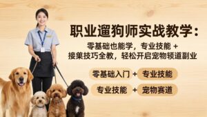 职业遛狗师实战教学：零基础也能学，专业技能 + 接单技巧全教，轻松开启宠物赛道副业-宝藏屋创业网