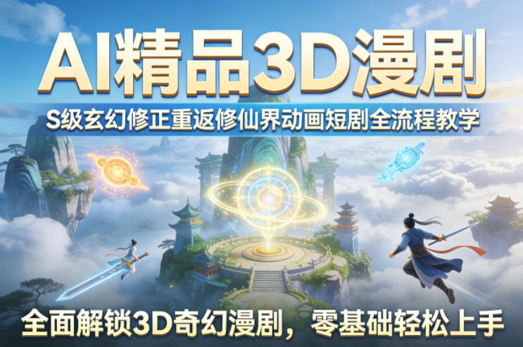 AI精品3D漫剧S级玄幻修正重返修仙界动画短剧全流程教学，全面解锁3D奇幻漫剧，零基础轻松上手-宝藏屋创业网
