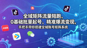 全域矩阵流量陪跑，0基础批量起号，精准爆流变现，手把手带你搭建全域账号矩阵系统-宝藏屋创业网