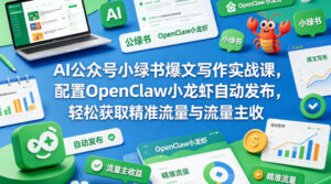 AI公众号小绿书爆文写作实战课，配置OpenClaw小龙虾自动发布，轻松获取精准流量与流量主收益-宝藏屋创业网