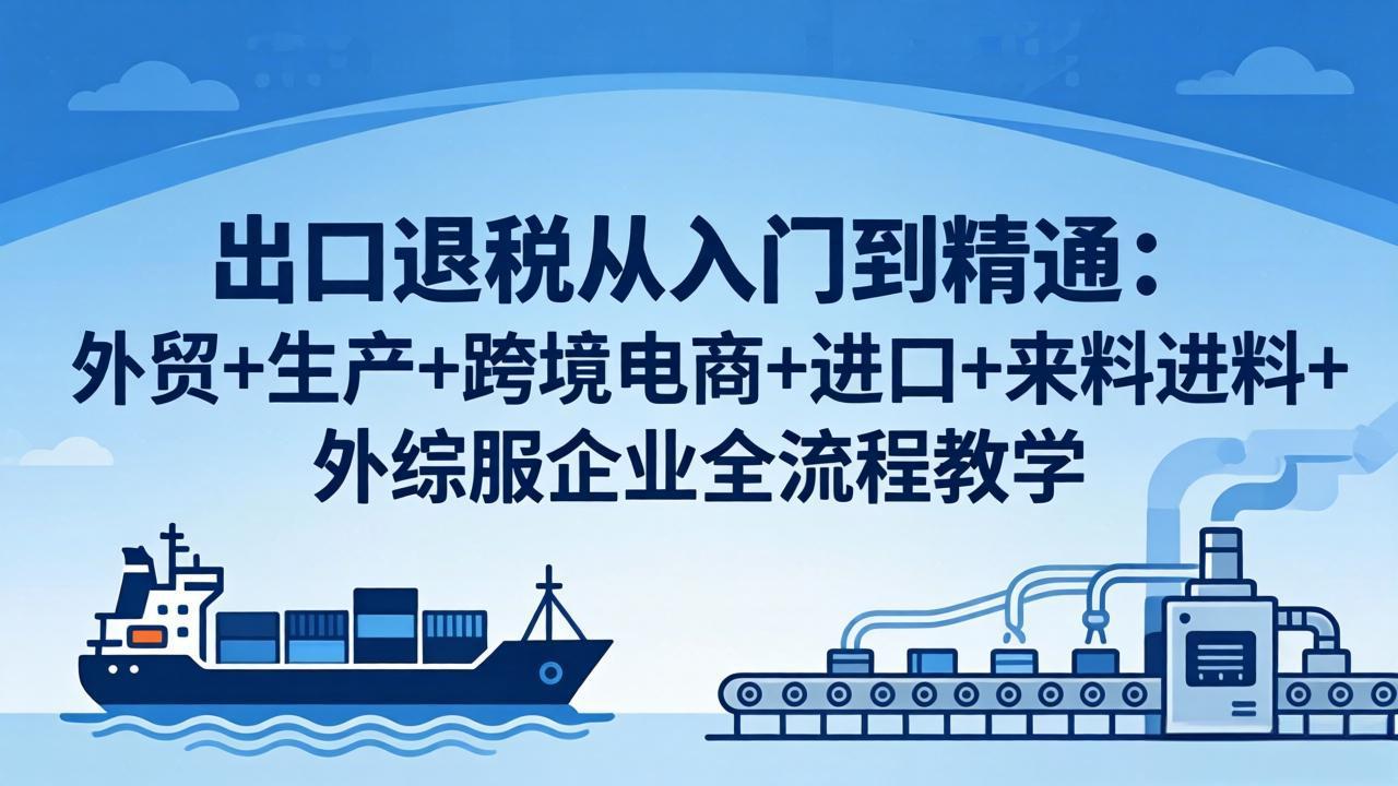 出口退税从入门到精通：外贸+生产+跨境电商+进口+来料进料+外综服企业全流程教学-宝藏屋创业网
